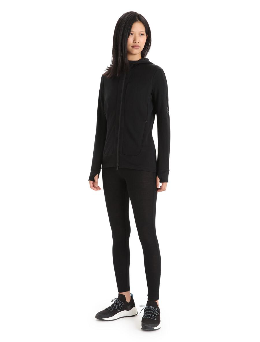 Sweat À Capuche Icebreaker Merino Quantum III Long Sleeve Zip Femme Noir | FR 1678WNBY